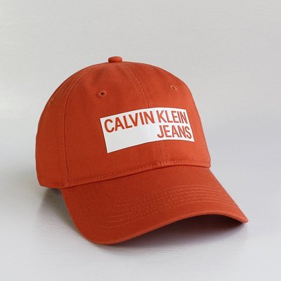 美國百分百【全新真品】Calvin Klein 男帽 棒球帽 遮陽帽 配件 老帽 logo 帽子 CK 橘色 AE19