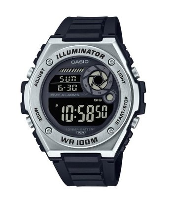 【萬錶行】CASIO 十年電力金屬風質感 MWD-100H-1B