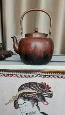 日本昭和手打老銅壺紅銅壺