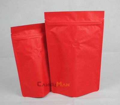 CZ202特殊紙_半磅用_夾鍊站立袋_繁星/紅色_專業咖啡袋_加裝_單向排氣閥 (100入) CandyMan