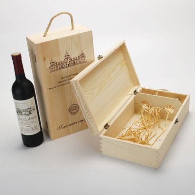 免運 雙只裝紅酒木盒木質紅酒包裝盒葡萄酒盒2支裝紅酒盒木箱子現貨