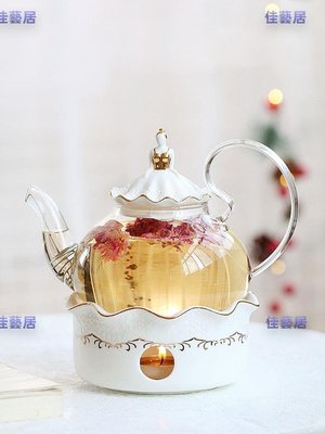 那些時光 花茶壺 蠟燭加熱水果茶壺套裝 耐熱玻璃下午茶花果茶壺-佳藝居
