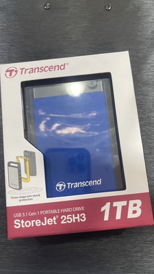 『皇家昌庫』Transcend 創見1TB StoreJet 25H3 軍規防震2.5吋USB3.1行動硬碟-寶石藍