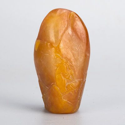 YUCD田黃色壽山石(疑似是老雕刻)薄意--石雕印材210806-8