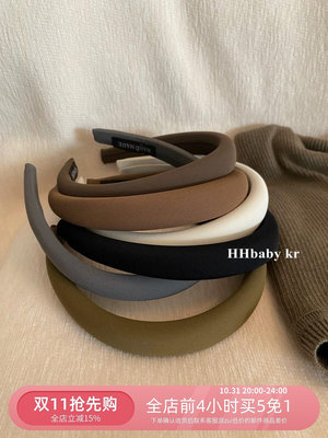 【HHBABY KR】法式美拉德 早秋復古咖色系布藝海綿髮箍高顱頂髮卡