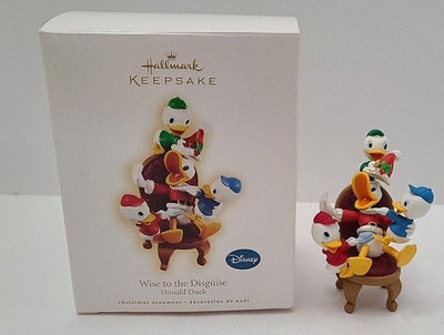 賀曼hallmark擺件  唐老鴨和三個侄子迪士尼 圣誕場景