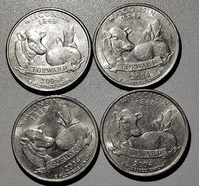 美國2004年25美分威斯康星州州幣紀念幣硬幣外國錢幣公園幣22809
