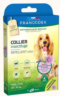 法國 Francodex 法典 新綠野系列 犬用 防水除蟲頸圈 防蚤 防水 【中型犬-60cm】 狗項圈