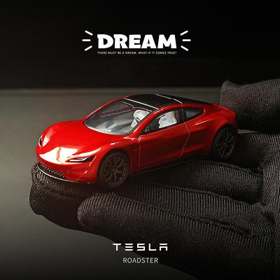 TM 164 特斯拉 Tesla Roadster 概念車 金屬紅 仿真合金汽車模型
