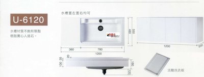 《普麗帝國際》◎台灣製造◎壁掛式 實心人造石洗衣槽PYU-6120-120cm款-不含安裝