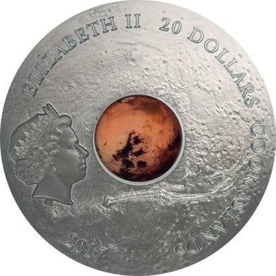 【翰維貿易】 2017年 庫克群島 火星 隕石 3 oz 盎司 銀幣 鑲嵌火星隕石 預售 代購