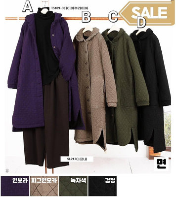 正韓korea韓國製 紫色車菱格紋滾蕾絲繡花領長版外套 長大衣 現貨  小齊韓衣