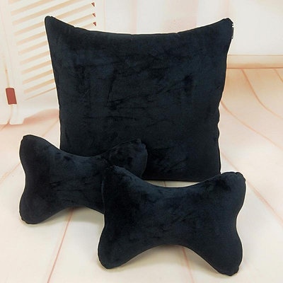 超柔黑色抱枕被子兩用二合一 現代簡約毛絨抱枕刺繡靠墊被