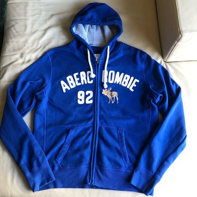 [品味人生]保證正品 A&F AF Abercrombie & Fitch 藍色 連帽外套 size XL