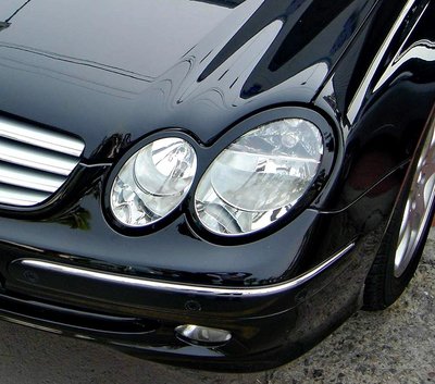 圓夢工廠 Benz A209 C209 03~09 CLK200 CLK220 CLK240 改裝烤漆黑車燈框貼 前燈框