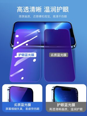 愛優殼配件 柏奈兒蘋果14鋼化膜iPhone14promax手機13全屏13pro蘋果11保護12防藍光pro玻璃x