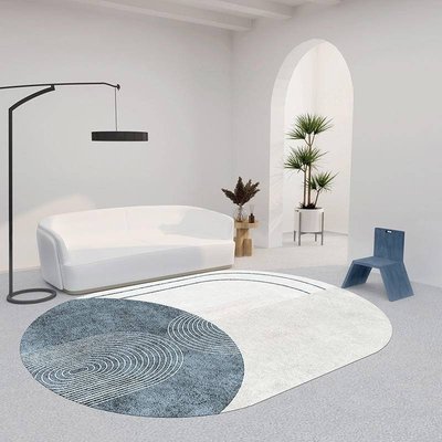 【JacaLife】橢圓地毯 客廳茶幾毯 水晶絨地毯 ins北歐風幾何毯 沙發房間臥室床邊毯 大地墊 北歐 現代