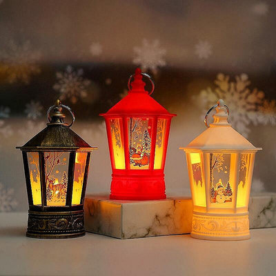 現貨：復古燈籠電子燭光兒童房飾燈聖誕晚會 LED 聖誕燈小燈-來可家居