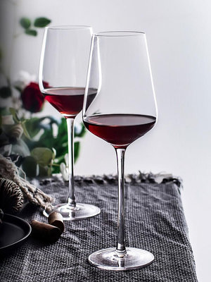 波爾多紅酒杯套裝家用高腳杯一對水晶杯奢華玻璃酒具高檔杯子掛架
