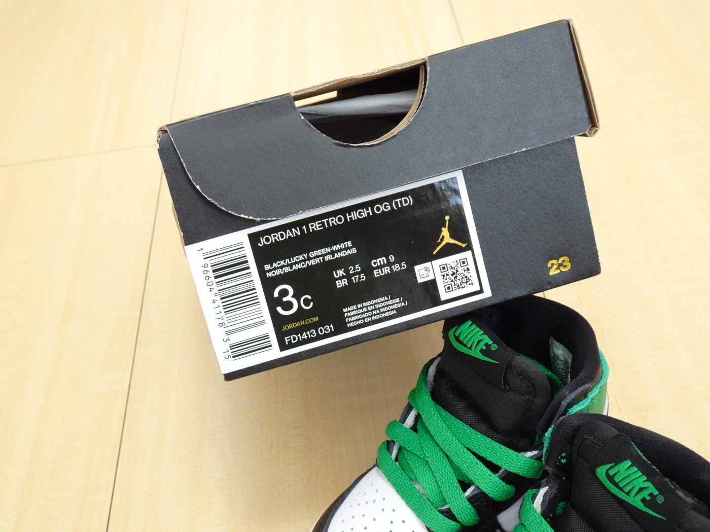 Nike Air Jordan 1 Retro 高筒OG嬰幼兒鞋款縮小版尺寸3C=9cm FD1413