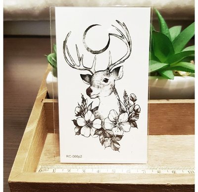 【萌古屋】花朵小鹿 - 男女防水紋身貼紙原宿刺青貼紙K45 RC-066