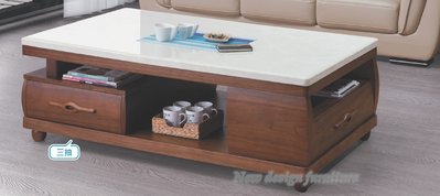 【N D Furniture】台南在地家具-半實木共三抽人造石面140cm大茶几/石面茶几WB