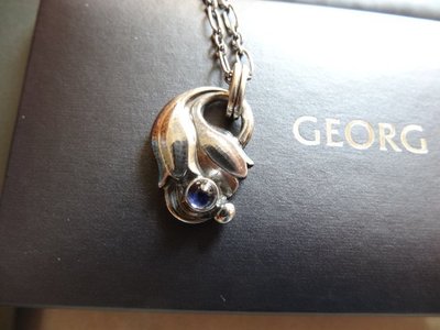 全新 專櫃正品真品 GEORG JENSEN 喬治傑生之 1999年度項鍊 寶石項鍊 藍色 堇青石