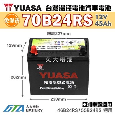 ✚久大電池❚ YUASA 湯淺電池 70B24RS 免保養 汽車電瓶 汽車電池 46B24RS 55B24RS 新規格
