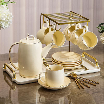 廠家出貨輕奢下午茶茶具水具套裝水杯家用客廳歐式陶瓷水果茶壺花茶杯