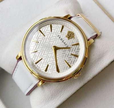 VERSACE V-Circus 白色錶盤 白色皮革錶帶 石英 女士手錶 VE8100319
