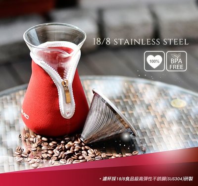 【米拉羅咖啡】台灣 Driver 北海道咖啡濾杯組 黃金流速不鏽鋼濾杯+耐熱玻璃壺+潛水布護套