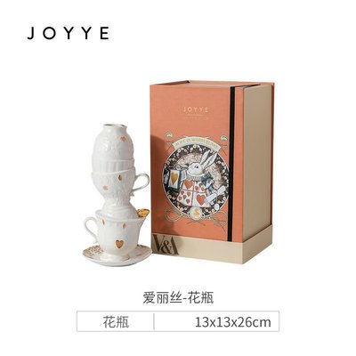促銷 JOYYE陶瓷杯子水杯女網紅款可愛夏天愛麗絲馬克杯帶蓋咖啡杯禮盒可開發票