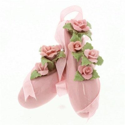 芭比日貨*~日本 粉色 陶瓷 玫瑰緞帶芭蕾舞鞋 擺飾品 現貨