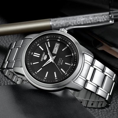 【金台鐘錶】SEIKO精工5號 自動機械腕錶(日本版) 防水50米 (男錶) (黑面) SNKM87J1