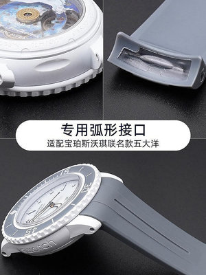 【熱賣精選】手錶配件 沐時手錶帶代用寶珀Swatch斯沃琪聯名款Blancpain五十噚潛水錶