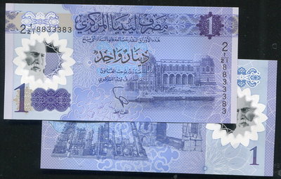 【塑膠鈔】LIBYA(利比亞), P85  , 1-DINAR  , ND 2019 ,品相全新UNC #204912