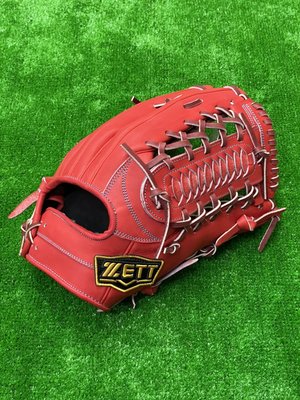 棒球世界全新ZETT 頂級硬式訂製牛皮棒壘外野手手套BPGT-2337特價日本紅配色
