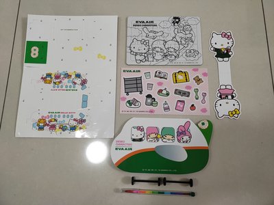 EVA 長榮航空 Hello Kitty 飛機DIY組(包括手提袋+飛機模型DIY+拼圖+彩虹筆)