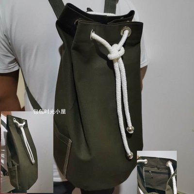 現貨 2019新款潮帆布包男包水桶包雙肩包運動大容量健身包水桶籃球包