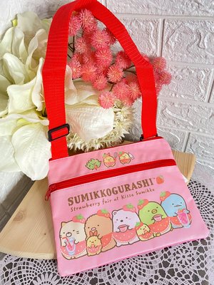 『 貓頭鷹 日本雜貨舖 』日本草莓系列🍓-角落生物側背扁型雙層包