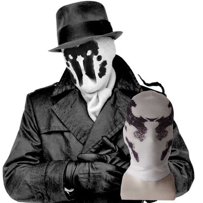 萬圣節Rorschac羅夏墨跡頭套COS守望者面罩watchma漫威恐怖鬼面具~特價家用雜貨