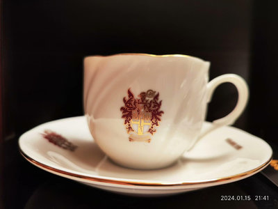 英國皇室御用DAKS咖啡杯，保存完好，底款如圖，杯口徑7cm