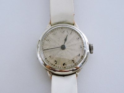 真品 925純銀 瑞士製古典圓形手上鍊機械古董錶 女錶