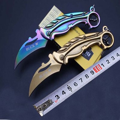 全新戶外折疊刀創意迷你X60爪刀防身隨身鍍鈦鑰匙扣刀具求生刀K10