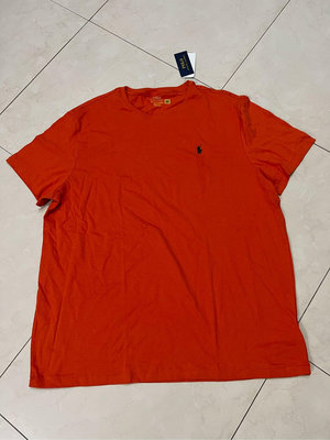 （已售出、勿下標）[全新 正品》POLO RALPH LAUREN RL男大人小馬logo橘色短袖T恤 XXL