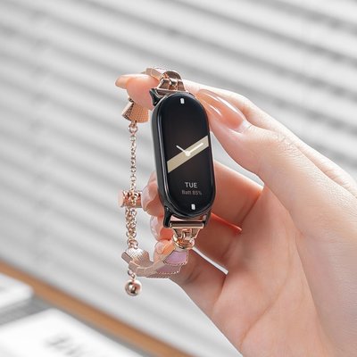 XIAOMI小米手錶錶帶適用小米手環8錶帶小米8貝殼金屬手鍊式腕帶mi8智能運動手環腕帶小米手環8/NFC替換帶時尚錶鏈
