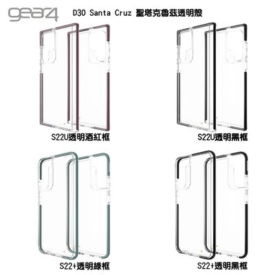 Gear4【Samsung S22 Plus S22 Ultra】D3O 聖塔克魯茲透明框 抗菌軍規防摔殼