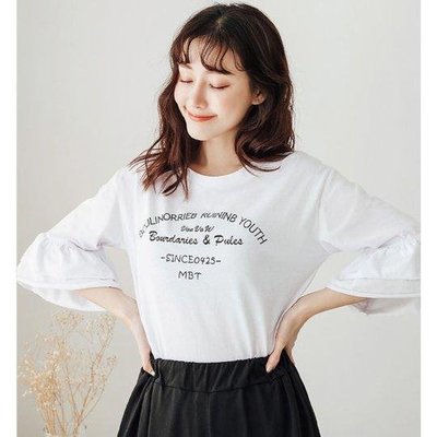 特賣 韓系時尚氣質荷葉袖字母印花棉質T恤上衣