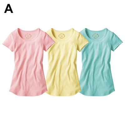 全新現貨日本進口nissen女裝純棉粉彩短袖T恤三件組---S.M.L.LL(A)