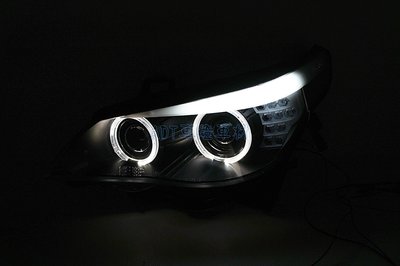 ~~ADT.車燈.車材~~BMW E60 03 04 05 06 類F10 3D導光光圈+LED方向燈雙魚眼黑底大燈組